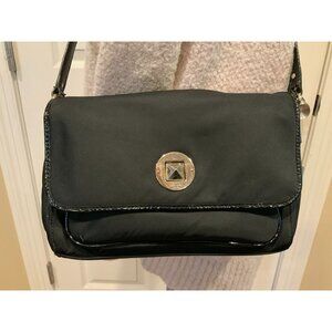 Kate Spade New York Black Nylon Medium Crossbody Purse Patent Leather Trim